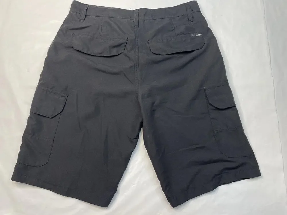 Burnside Mens Hybrid Swim Board Shorts Size 34 Solid Black‎ Cargo size 30